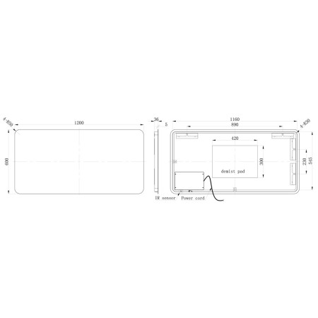 AJAX106257 Ajax Sanctuary 600 x 1200mm Back Lit LED Bathroom Mirror (4)