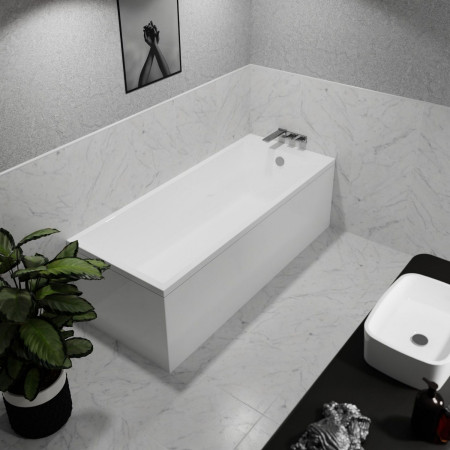 AJAX111370 Ajax Scampton 1700 x 700mm Square Thin Edge Single Ended Bath with Wall Tap
