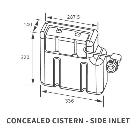 AJAX106302 Ajax Side Inlet Concealed Cistern Line Drawing