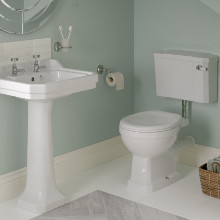 AJAX1820 Ajax Somerby 2TH 600mm Basin and Full Pedestal Lifestyle
