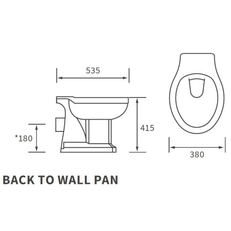 AJAX106869 Ajax Somerby Back to Wall WC with Acrylic Seat and Brushed Brass Fittings Line Drawing