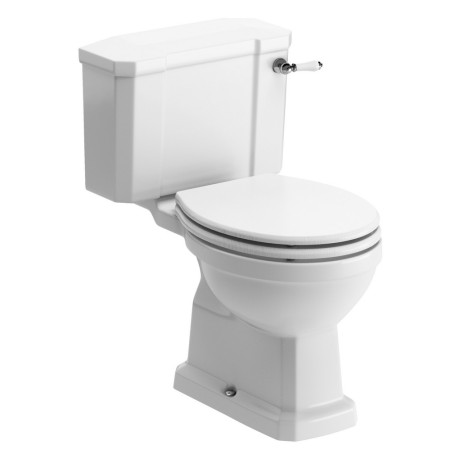 Ajax Somerby Close Coupled WC with White Ash Seat and Chrome Fittings