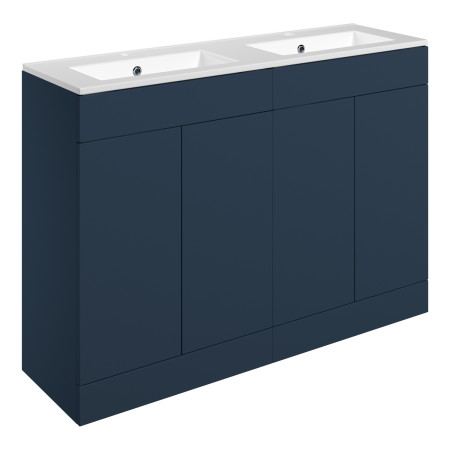Ajax Somercotes Matt Deep Blue Floor Standing 1210mm Double Vanity Unit and 2TH Basin