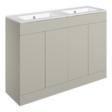 AJAX111335 Ajax Somercotes Matt Latte Floor Standing 1210mm Double Vanity Unit and 0TH Basin