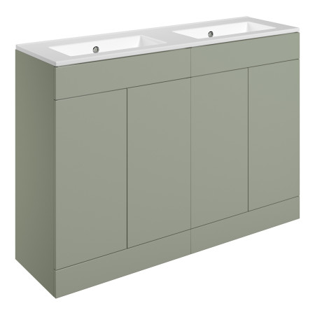 Ajax Somercotes Matt Olive Green Floor Standing 1210mm Double Vanity Unit and 0TH Basin