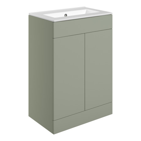 Ajax Somercotes Matt Olive Green Floor Standing 610mm Vanity Unit and 0TH Basin