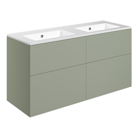 Ajax Somercotes Matt Olive Green Wall Hung 1210mm Double Vanity Unit and 0TH Basin