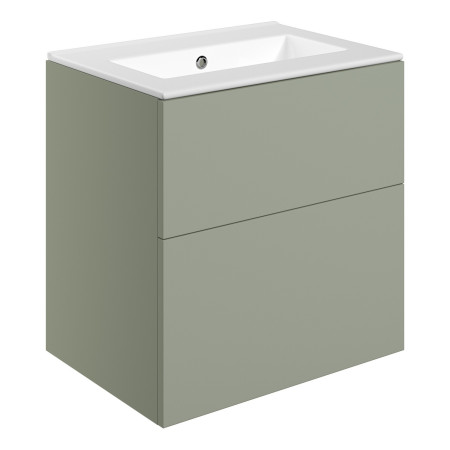 Ajax Somercotes Matt Olive Green Wall Hung 610mm Vanity Unit and 0TH Basin