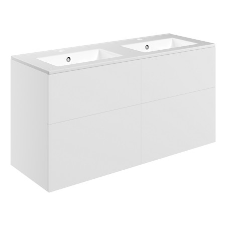 Ajax Somercotes Matt White Wall Hung 1210mm Double Vanity Unit and 2TH Basin