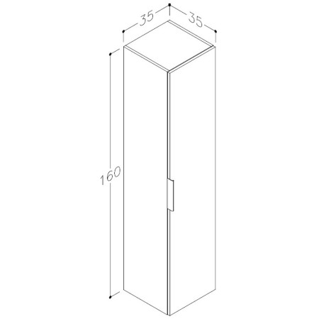 AJAX106206 Ajax Somercotes Matt Deep Blue Wall Hung 350mm Tall Storage Unit Line Drawing