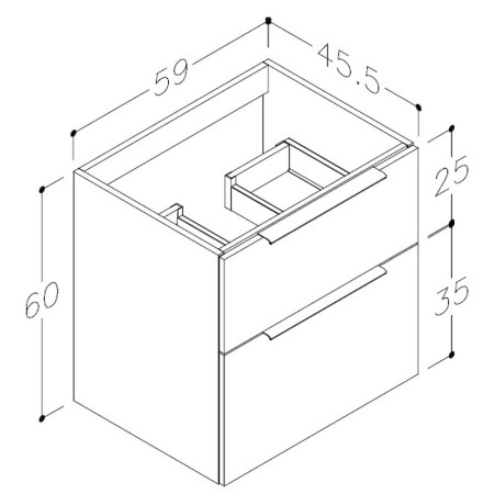 AJAX106207 Ajax Somercotes Matt Deep Blue Wall Hung 610mm Vanity Unit and 1TH Basin External Dimensions