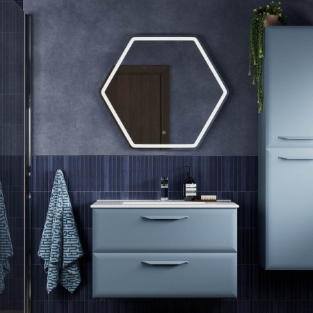 AJAX116294 Ajax Sorrel 785mm Hexagonal LED Bathroom Mirror Lifestyle