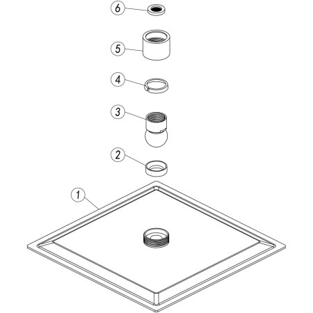 AJAX105864 Ajax Hedon Square 200mm Stainless Steel Ultra Slim Shower Head Parts Diagram