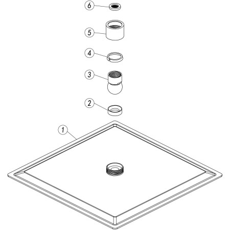 AJAX111408 Ajax Hedon Square 250mm Brushed Brass Ultra Slim Shower Head Parts Diagram