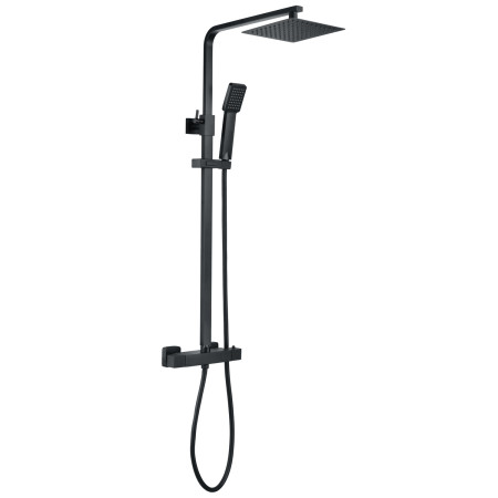 Ajax Square Black Thermostatic Bar Mixer Shower with Riser Kit