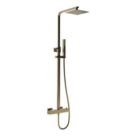 Ajax Hedon Square Brushed Bronze Thermostatic Bar Mixer Shower with Riser Kit