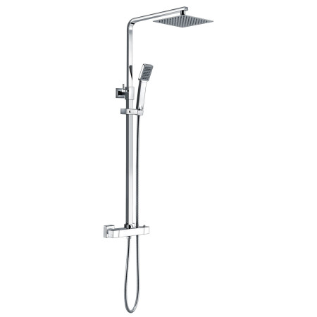 Ajax Square Chrome Thermostatic Bar Mixer Shower with Riser Kit