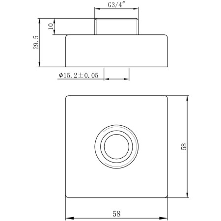 AJAX105878 Ajax Square Exposed Shower Valve Fast Fitting Kit Line Drawing