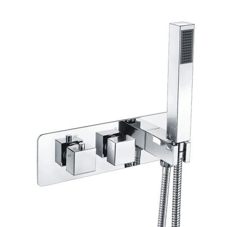 INTERNAL010 Ajax Square Handle Two Outlet Concealed Valve with Diverter and Handset Chrome