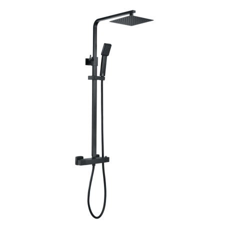 Ajax Hedon Square Matt Black Thermostatic Bar Mixer Shower with Riser Kit
