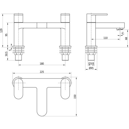 AJAX105791 Ajax Swale Chrome Bath Filler (4)