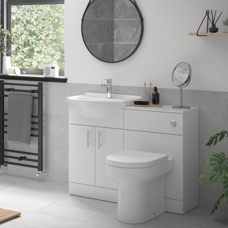 AJAX102955 Ajax Tealby Gloss White 560mm Vanity Unit with Basin Lifestyle