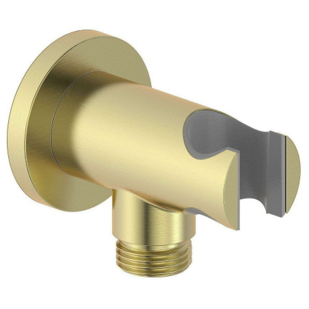 Ajax Thrunscoe Brushed Brass Round Handset Wall Bracket with Outlet