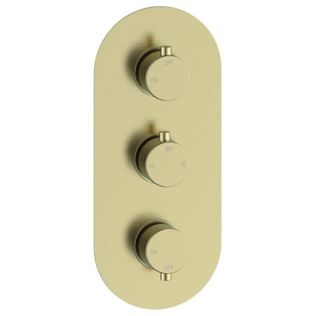 Ajax Thrunscoe Brushed Brass Thermostatic Two Outlet Triple Concealed Shower Valve