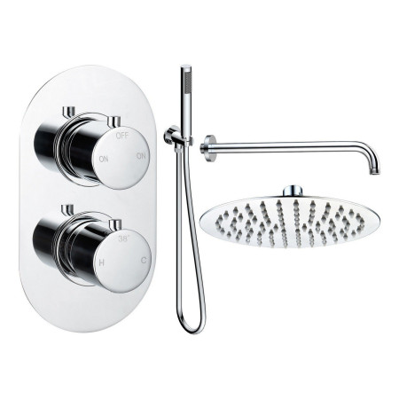 Ajax Thrunscoe Chrome Thermostatic Shower Valve with Fixed Head and Handset