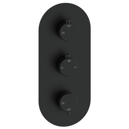 Ajax Thrunscoe Matt Black Thermostatic Two Outlet Triple Concealed Shower Valve