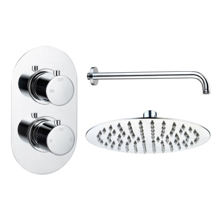 Ajax Thrunscoe Round Shower Valve and Fixed Shower Head in Chrome