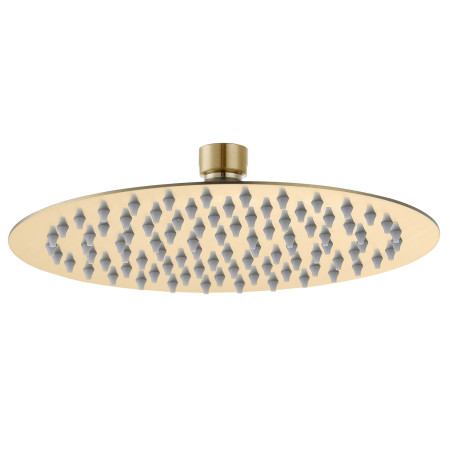 AJAX111581 Ajax Thrunscoe Round Shower Valve and Fixed Shower Head in Brushed Brass Shower Head Close Up