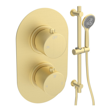 Ajax Thrunscoe Round Shower Valve and Riser Kit in Brushed Brass