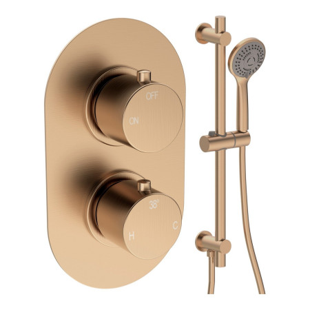 Ajax Thrunscoe Round Shower Valve and Riser Kit in Brushed Bronze
