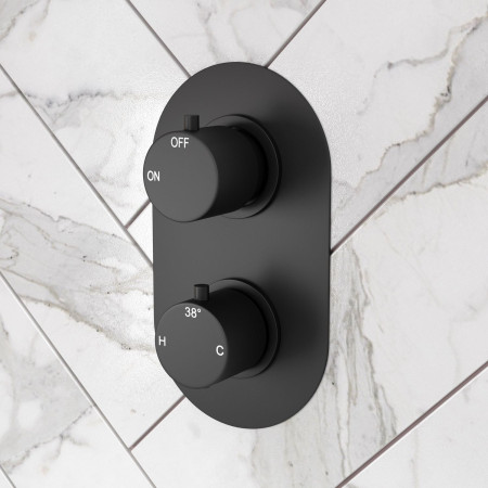 AJAX111584 Ajax Thrunscoe Round Shower Valve and Riser Kit in Matt Black Lifestyle