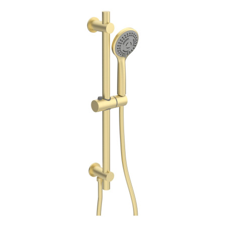 AJAX116247 Ajax Thrunscoe Round Two Outlet Shower Set in Brushed Brass Adjustable Riser Rail