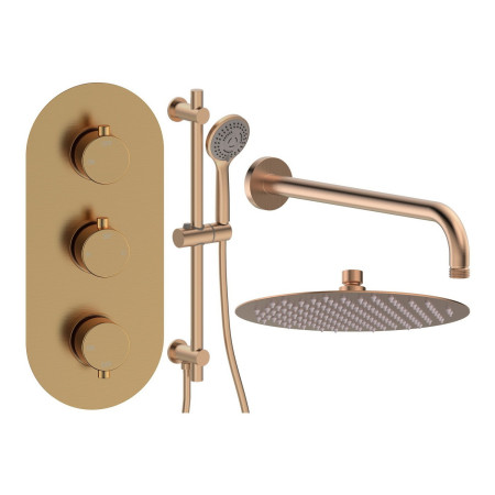 Ajax Thrunscoe Round Two Outlet Shower Set in Brushed Bronze