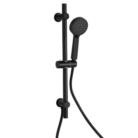 AJAX116245 Ajax Thrunscoe Round Two Outlet Shower Set in Matt Black Adjustable Riser Rail