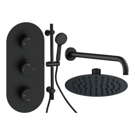 Ajax Thrunscoe Round Two Outlet Shower Set in Matt Black