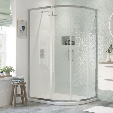 Ajax Tori 8mm Chrome 900 x 760mm Two Door Offset Quadrant Shower Enclosure