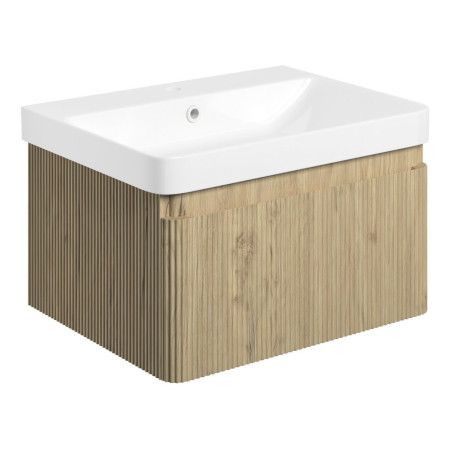AJAX108922 Ajax Torrington 600mm Wall Hung Textured Oak Vanity Unit with Basin
