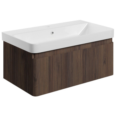 Ajax Torrington 800mm Wall Hung Textured Walnut Vanity Unit with Basin