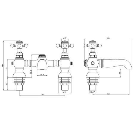 AJAX106801 Ajax Trent Brushed Brass Traditional Bath Filler (3)