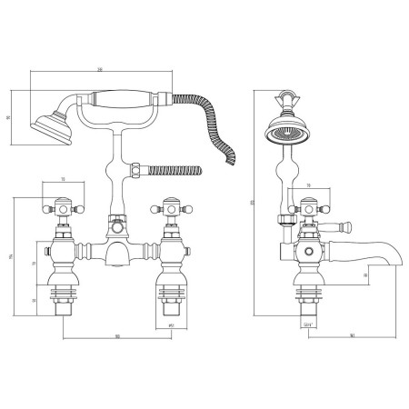 AJAX106802 Ajax Trent Brushed Brass Traditional Bath Shower Mixer (3)