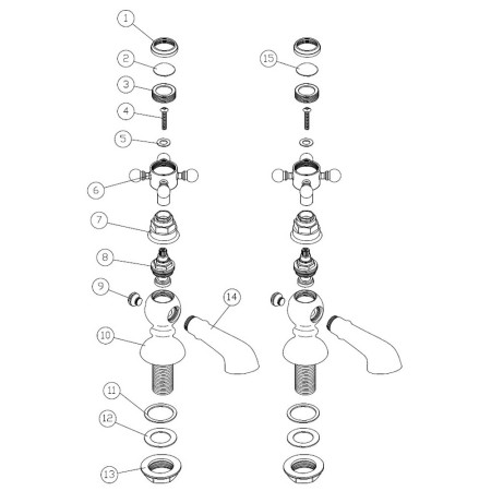 AJAX106799 Ajax Trent Brushed Brass Traditional Bath Taps (2)
