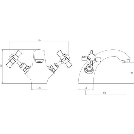AJAX105779 Ajax Trent Chrome Traditional Basin Mixer with Waste (4)