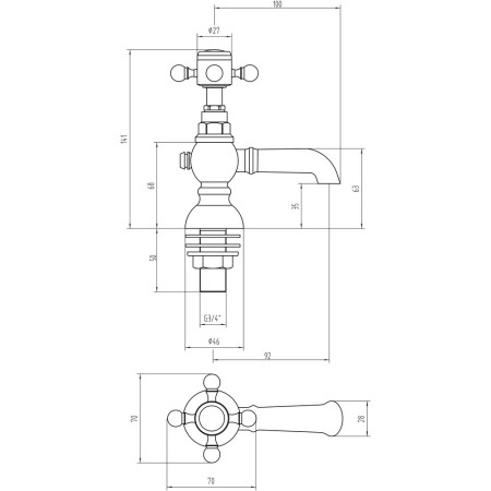 AJAX105776 Ajax Trent Chrome Traditional Basin Taps (3)