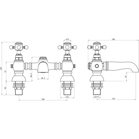 AJAX105777 Ajax Trent Chrome Traditional Bath Filler (3)