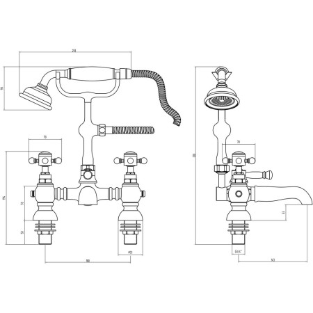 AJAX105778 Ajax Trent Chrome Traditional Bath Shower Mixer (3)
