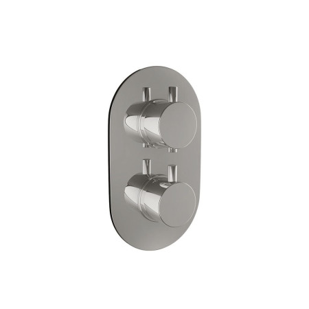 TRIM007 Ajax Valve Twin Round Handle Two Outlets with Diverter and Oval Plate Chrome